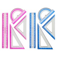 Набор линеек BEIFA BFAPSR-13 в комплекте: 20см линейка, 30°/60° треугольник 14.5см, 45°/45° треугольник 10см, 180° транспортир 10см OPP пакет