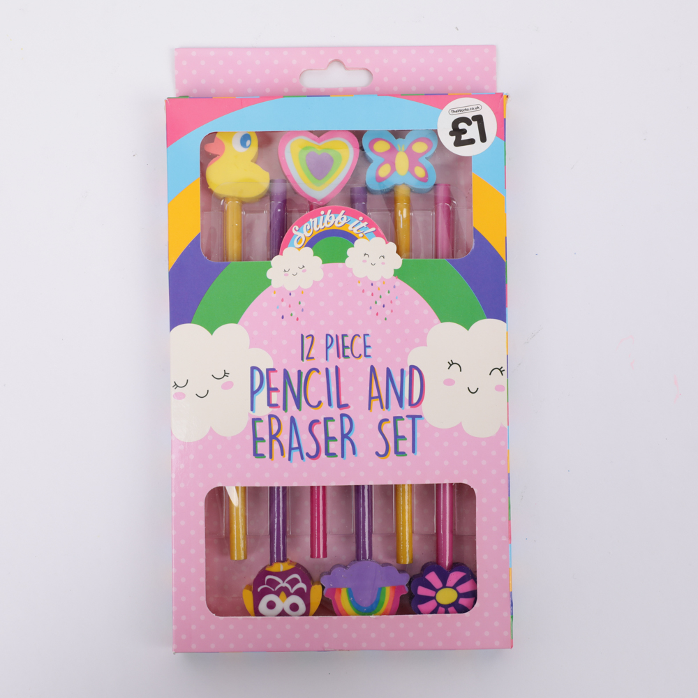 Набор чернографитных карандашей BEIFA BF0023 с фигурными ластиками 6шт/упа.