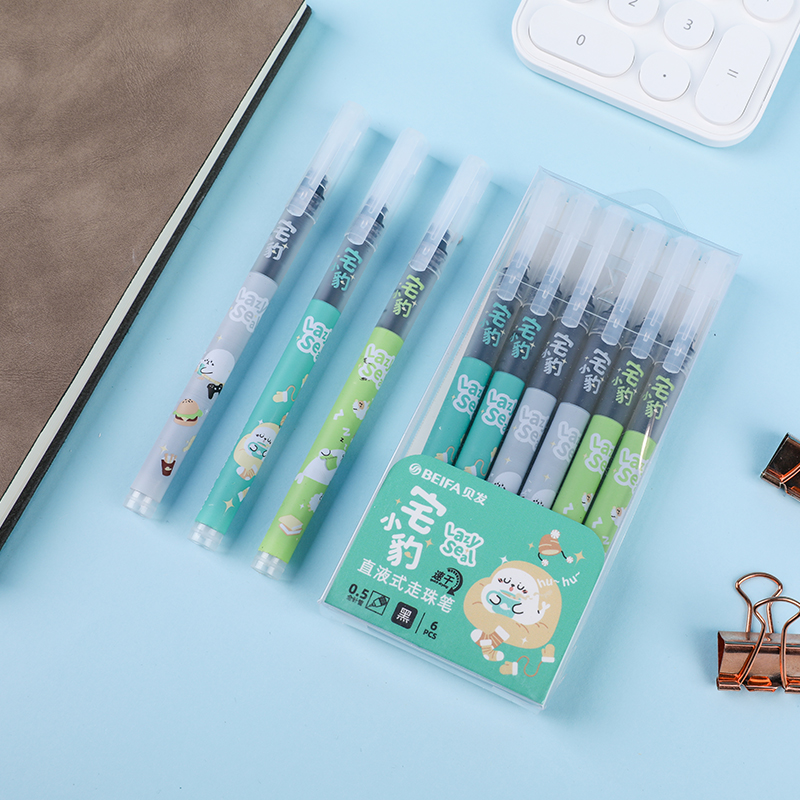 Набор ручек-роллеров BEIFA GAF0047001 0.5мм черные чернила ПЭТ коробка 6шт/упаковка