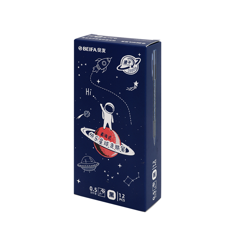 Ручка роллер BEIFA GAF0014001 0.5мм черные чернила цветная упаковка