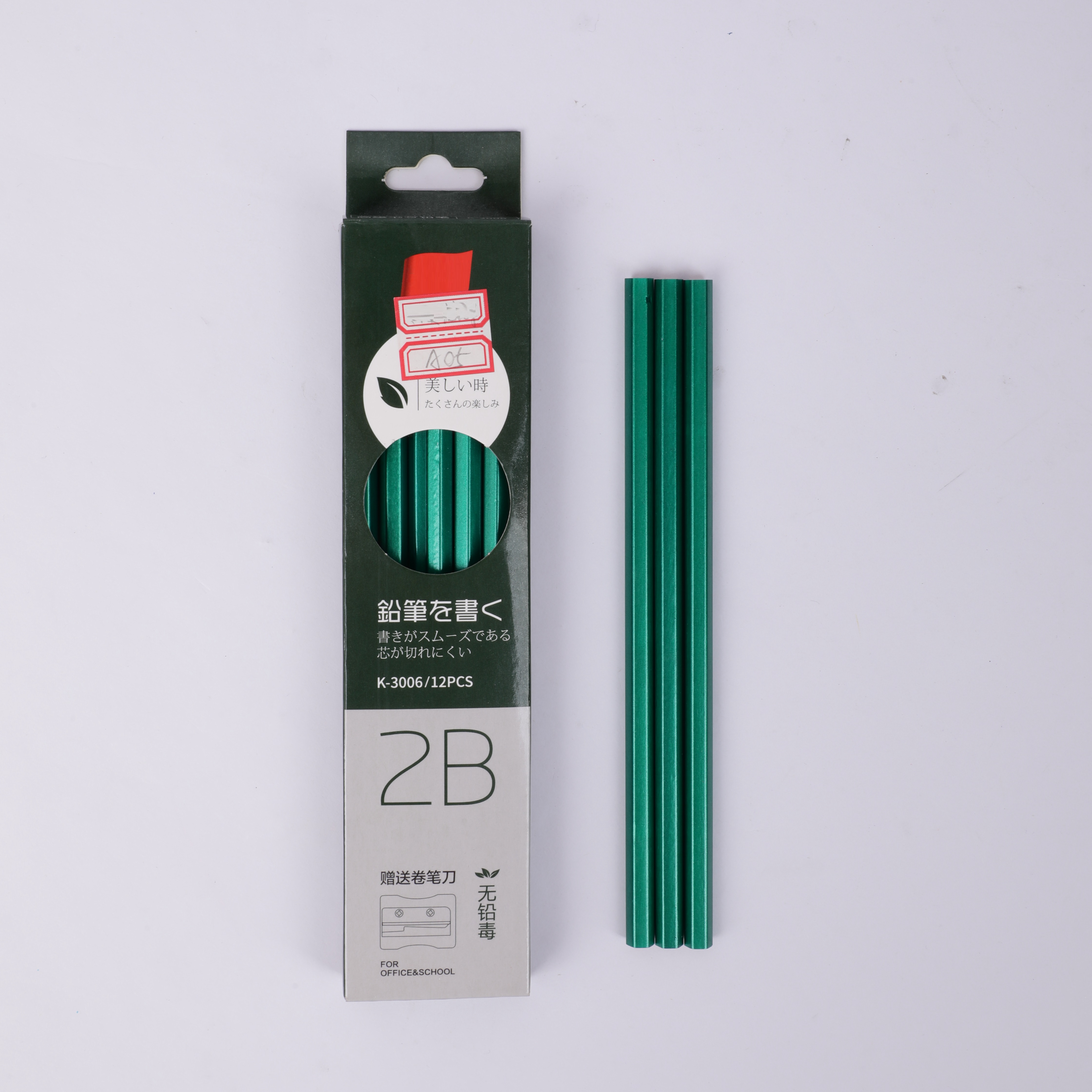 Чернографитный карандаш BEIFA BFA05 не заточенный 2В без ластика точилка в комплекте 12шт в коробке