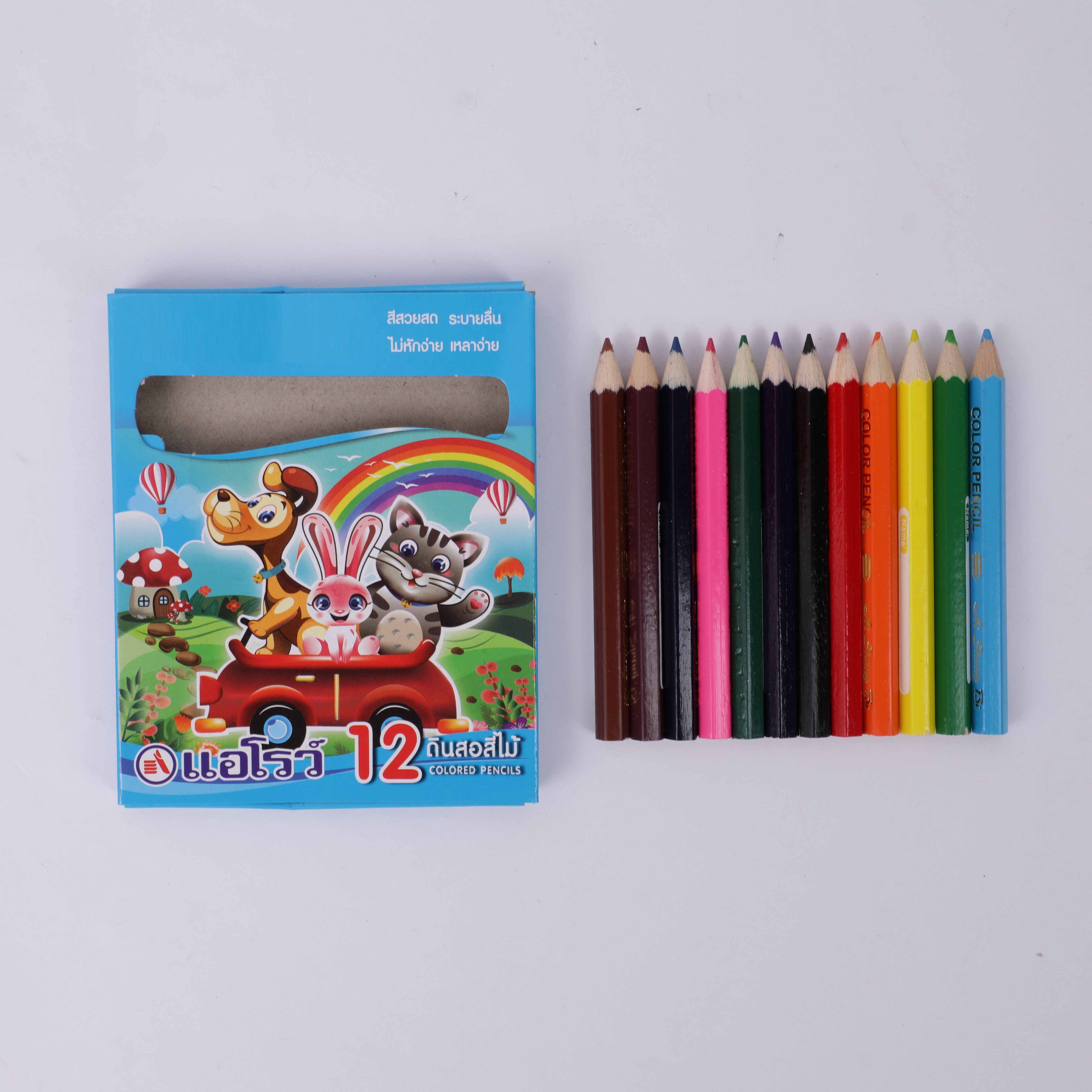 Цветные карандаши короткие BEIFA BFA02 12цв. цветная коробка